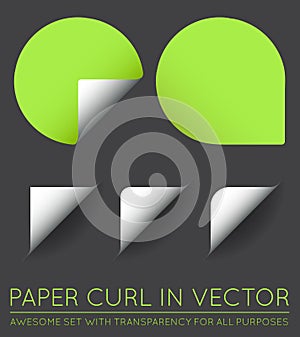 Set of Vector Stickers with Paper Curl