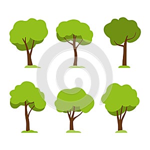 Set of vector stylized trees. Flat design style