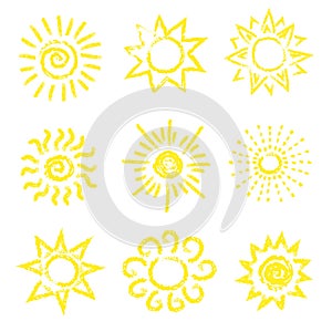 Set of vector sun icons.