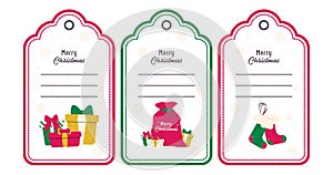 Set of Vector Tag Templates. Christmas tags with blank lines and designs.