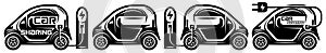 Set of vector templates for car sharing. Electro car. Vector illustration. Element for design