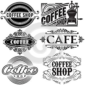 Set of vector templates in different retro styles for advertising coffee