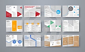Set of vector trifold brochures with different geometric element photo