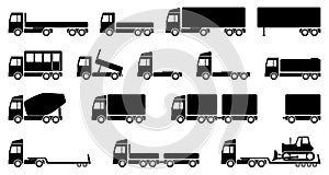 Set of vector trucks , transport, transportation and shipping flat design illustration in eps 10