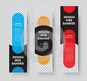 Set of vector vertical web banners with with place for photo and colored rectangles with rounded corners