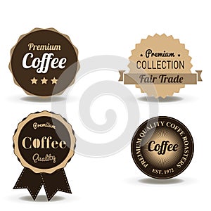 Set vector of vintage retro coffee beverage badges and labels. Shop Logos design Templates isolated on white background
