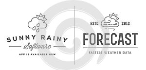Set of Vector Weather Icons and Logotypes of Business Forecasting Apps
