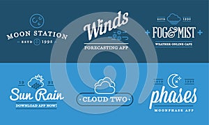 Set of Vector Weather Icons and Logotypes of Business Forecasting Apps