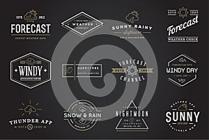 Set of Vector Weather Icons and Logotypes of Business Forecasting Apps