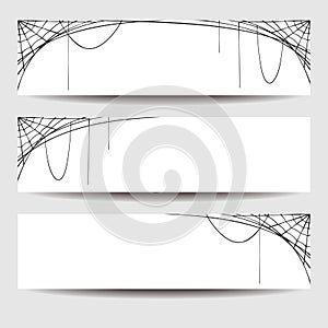 Web banners with spider web. Vector illustration.