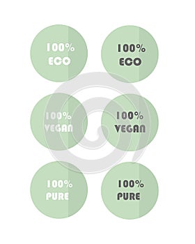 Set of vector web green eco labels cticker vegan pure eco