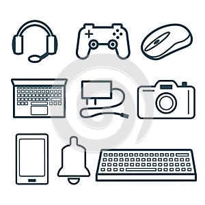 A set of vector icons of electronic devices.