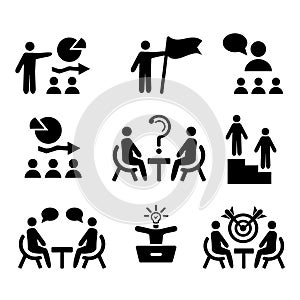 A set of vector icons of business people.