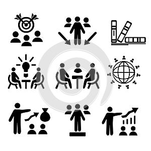 A set of vector icons of business people.