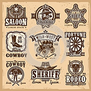 Set of vector wild west logos