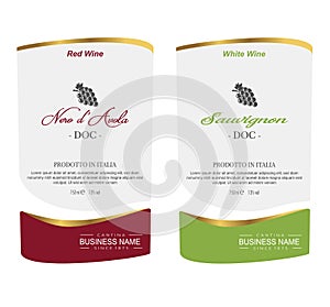 Set of Vector wine label photo