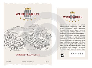 Set of Vector wine label, Front and Back