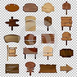 Set of vector wooden signs