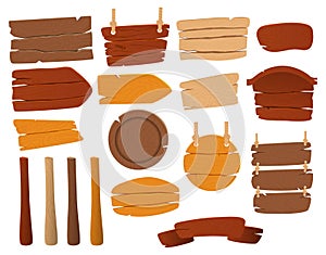 Set of vector wooden signs