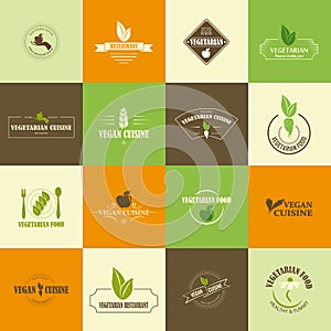 Set of vegan and vegetarian icons