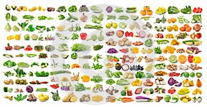 Set of vegetable and fruit isolated on white background