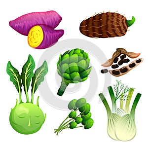 set of vegetable and greens