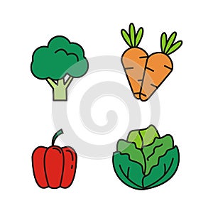 Set of vegetable vector illustration. vegetable icon