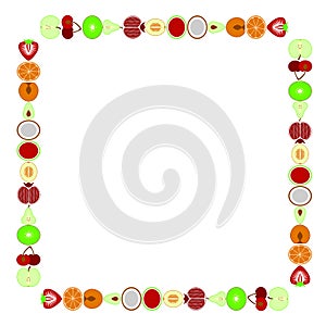 Set of vegetables and fruits icons illustration frame background on white vector