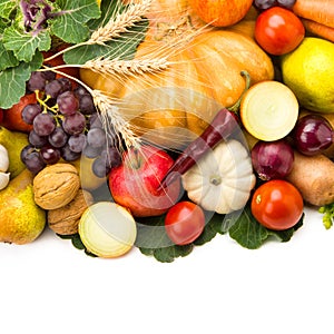 Set of vegetables and fruits isolated on a white background
