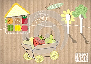 Set of vegetables and fruits.vector illustration