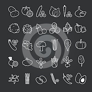 Set of 30 vegetables icons