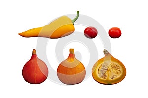 Set of vegetables isolated on white background.