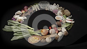 A set of vegetables placed on a white table