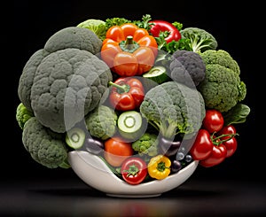 A set of vegetables in a plate or bowl. The concept of healthy eating or vegetarianism. Close up