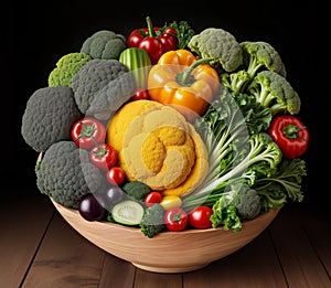 A set of vegetables in a plate or bowl. The concept of healthy eating or vegetarianism. Close up