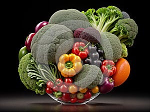 A set of vegetables in a plate or place. The concept of healthy eating or vegetarianism. Close up