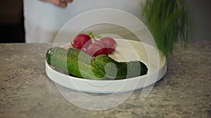 Set vegetables for preparation salad cabbage, green onion,