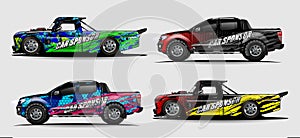 Set of vehicle graphic kit vector. Modern abstract background for car wrap branding and automobile sticker decals livery