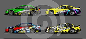Set of vehicle graphic kit vector. Modern abstract background for car wrap branding and automobile sticker decals livery