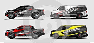 Set of vehicle graphic kit vector. Modern abstract background for car wrap branding and automobile sticker decals livery