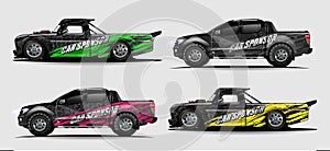 Set of vehicle graphic kit vector. Modern abstract background for car wrap branding and automobile sticker decals livery