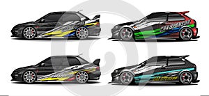 Set of vehicle graphic kit vector. Modern abstract background for car wrap branding and automobile sticker decals livery