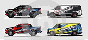 Set of vehicle graphic kit vector. Modern abstract background for car wrap branding and automobile sticker decals livery