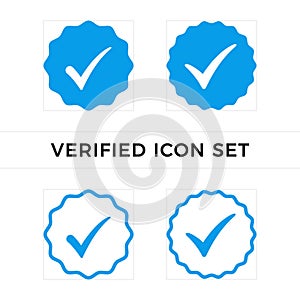 Set of verified icon vector. Guaranteed stamp or verified badge