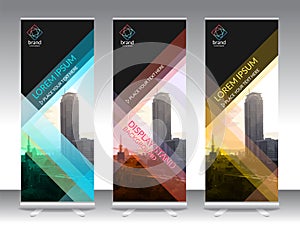 Set of vertical abstract display banner stand or roll up design
