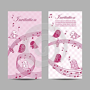 Set of vertical banners with singing birds photo