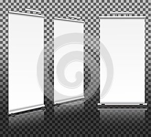 Set vertical exhibition stands realistic vector eps10
