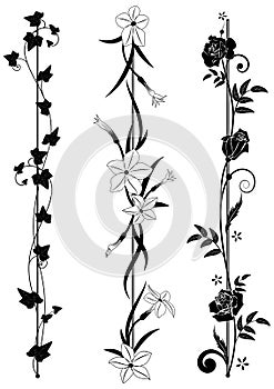 Set of vertical floral dividers photo