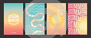 Set of vertical hot summer and sea wave posters.