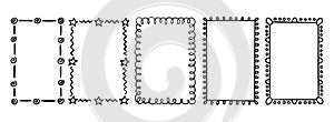 set vertical rectangular frames, Doodle style, hand drawn, ornate decorative elements for framing details for posters